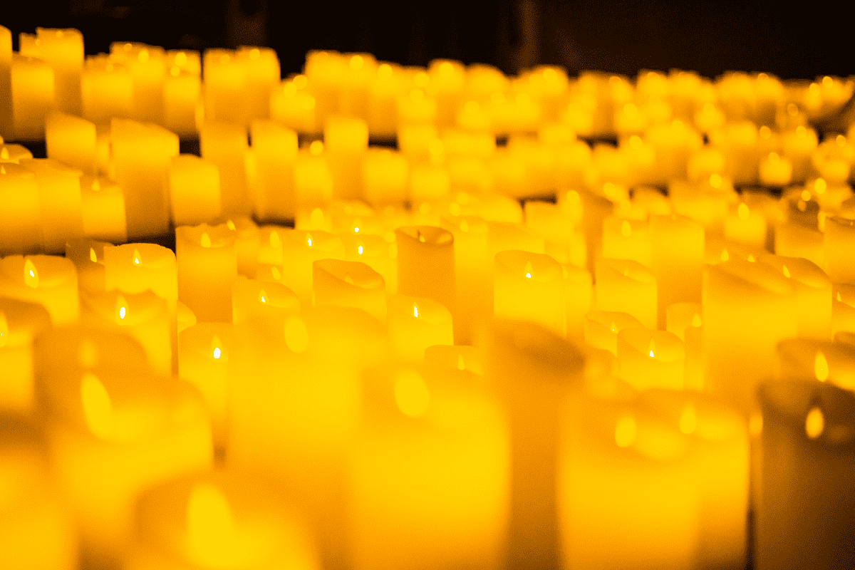 Close up shot of hundreds of candles 
