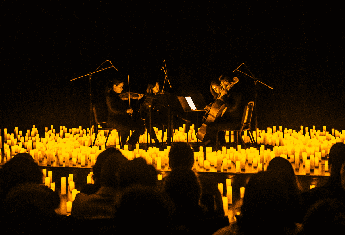 A string quartet performing at a Candlelight concert