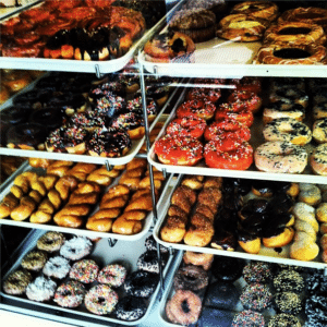 Donut selection from Winchell's in Denver